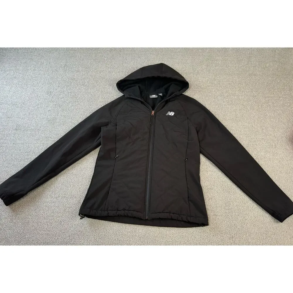 New Balance Jacket Coat Hooded Quilted Lightweight‎ Black Size Small
